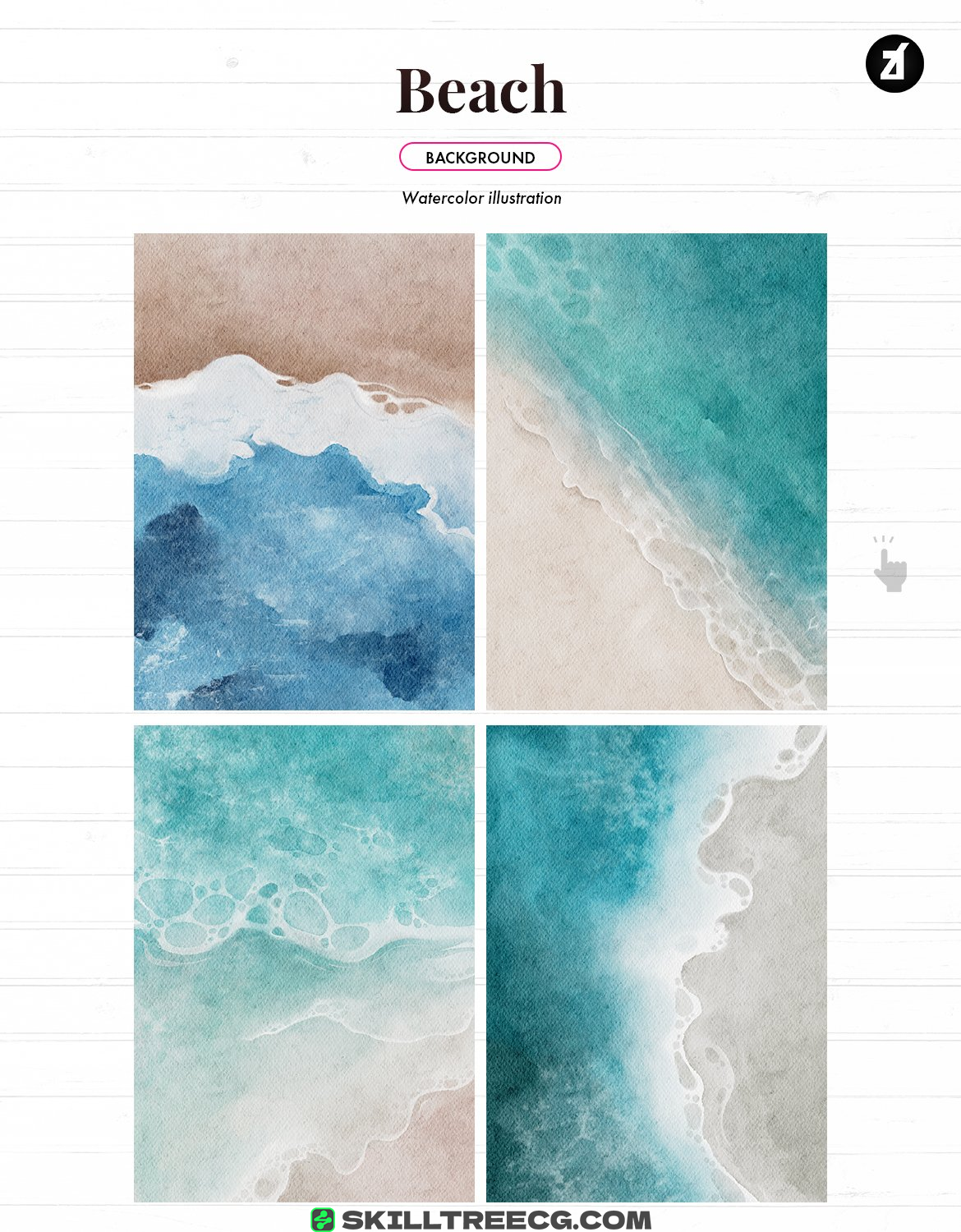 图片[2]-8 Beach watercolor background（735677）-技能树